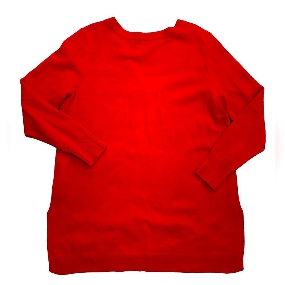 Anthropologie Red V-neck Sweater Button Detail Medium Tunic Length - Picture 3 of 16